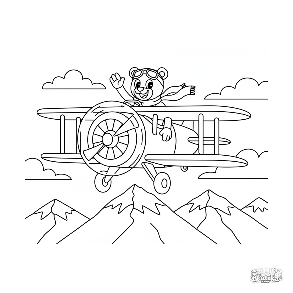 Biplane Over Mountains