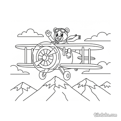 Biplane Over Mountains
