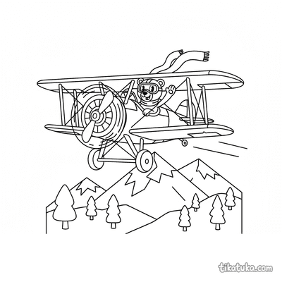 Vintage Biplane Over Mountains