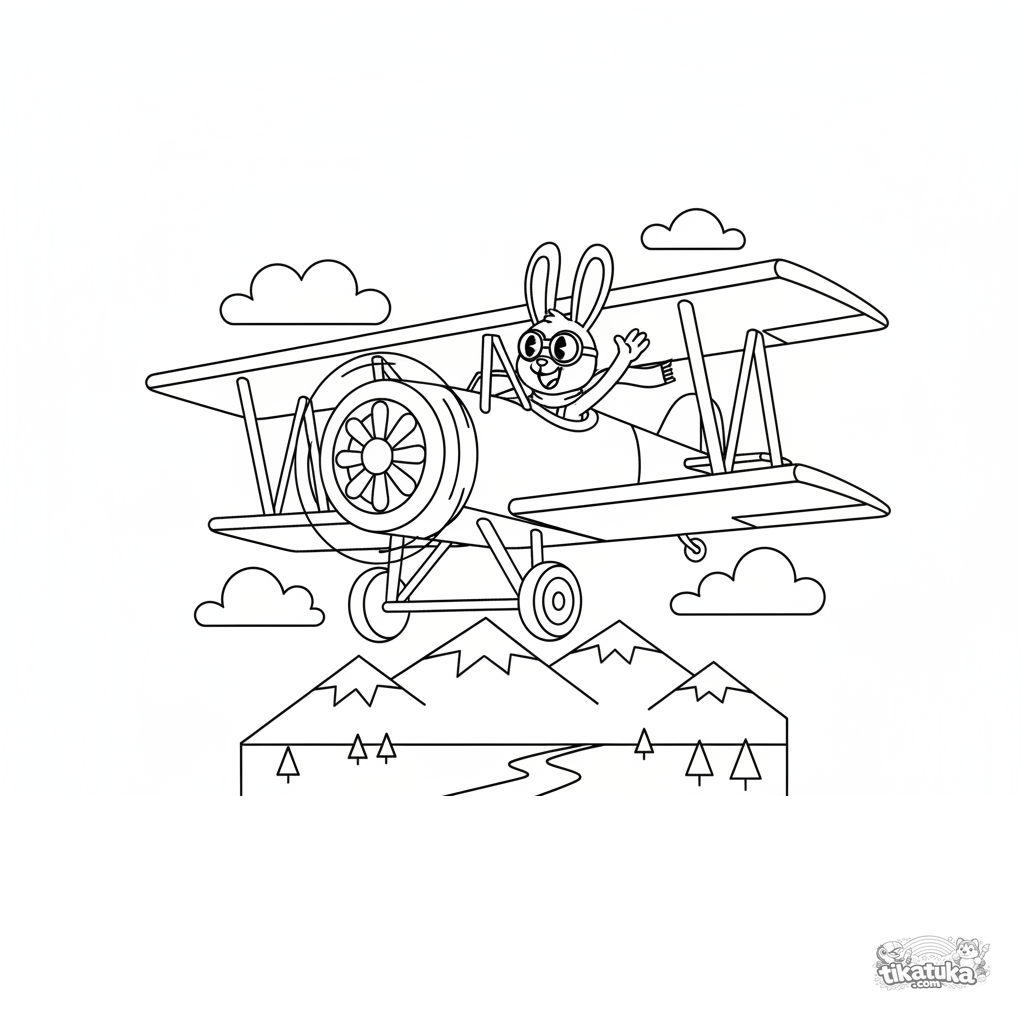 Vintage Biplane Over Mountains