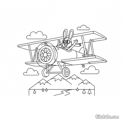 Vintage Biplane Over Mountains