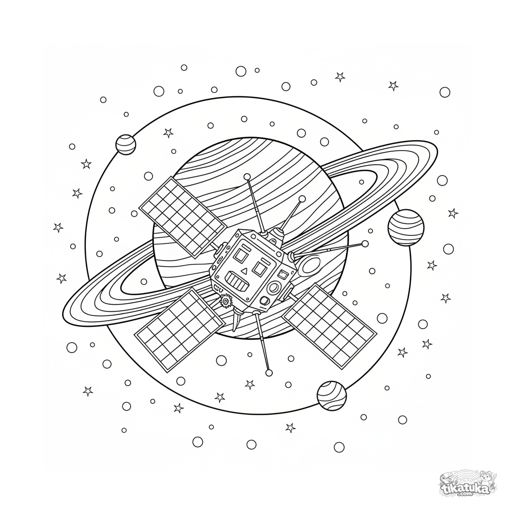 Vintage Probe Orbiting Gas Giant