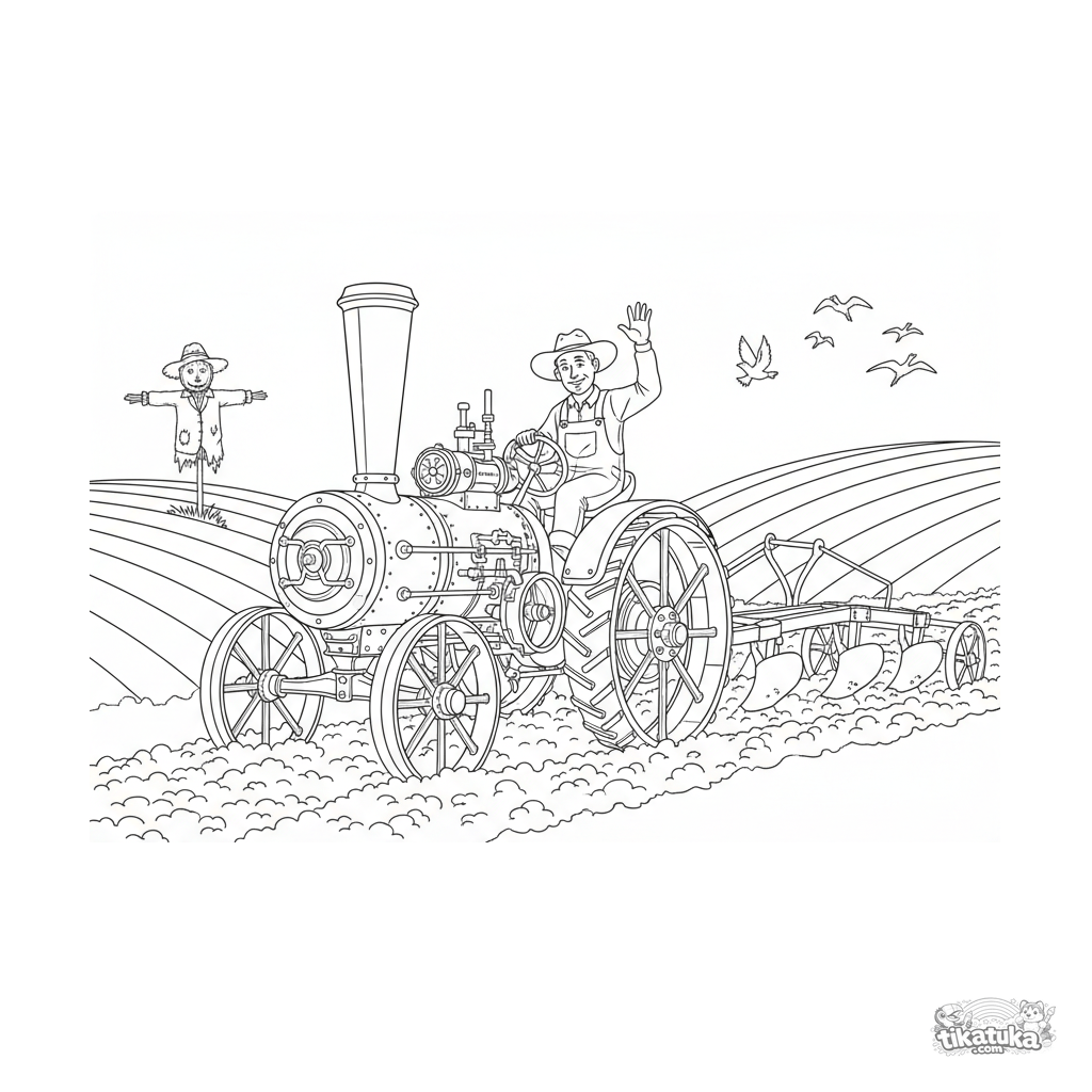Vintage Steam Tractor Plowing