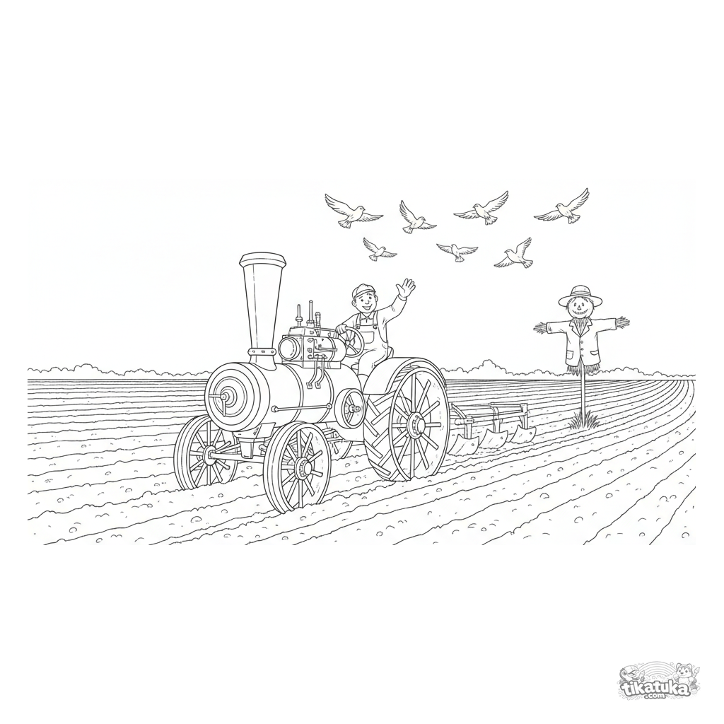 Vintage Steam Tractor Plowing