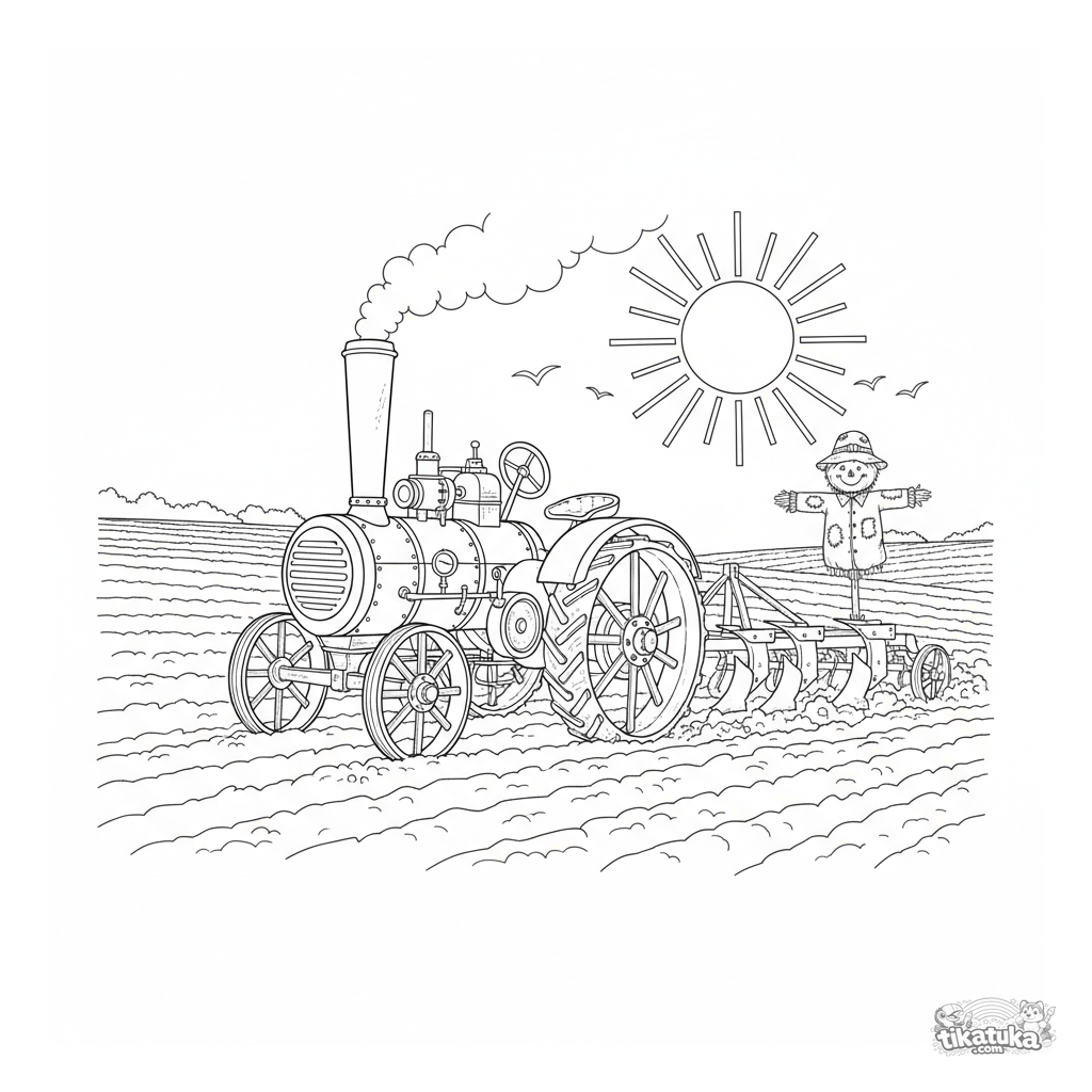 Vintage Steam Tractor Plowing
