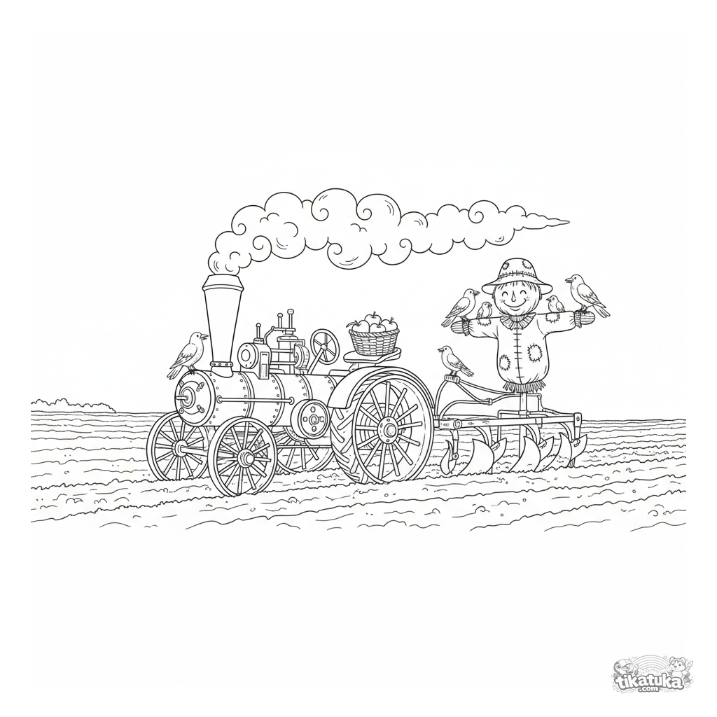 Vintage Steam Tractor in Field