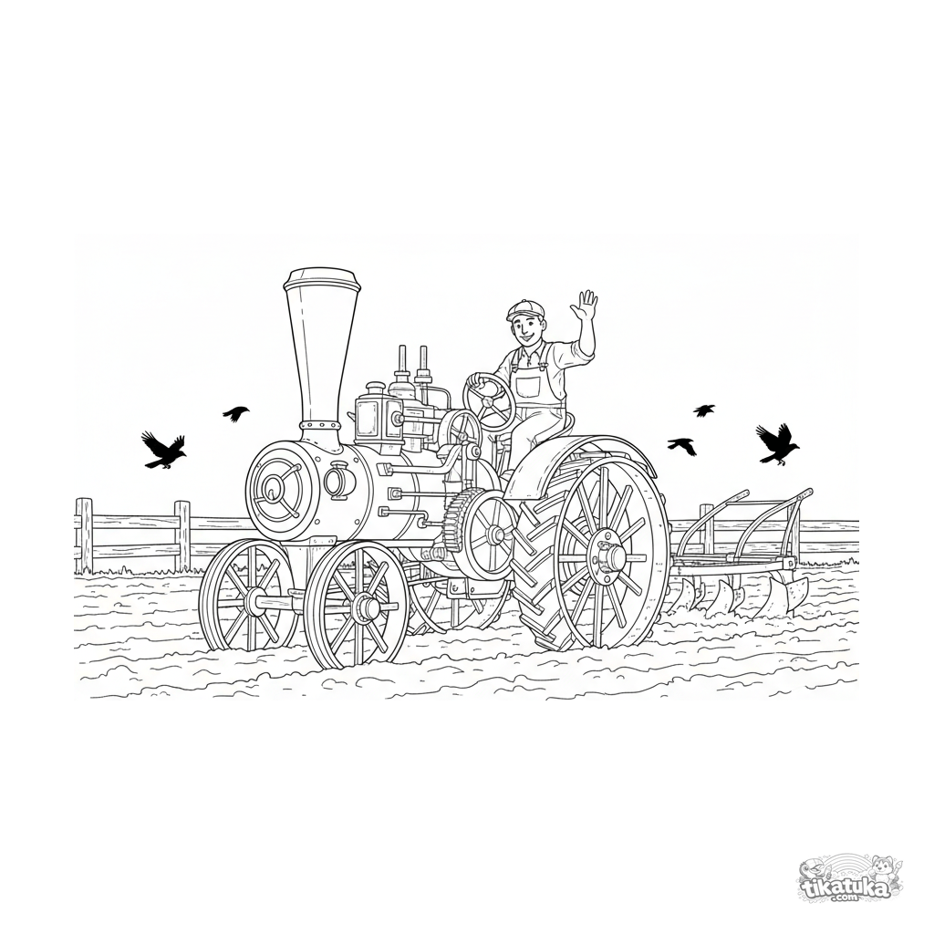 Vintage Steam Tractor Plowing