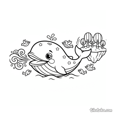Cloud Whale Swimming the Sky Sea