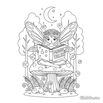 Fairy Reading a Giant Book