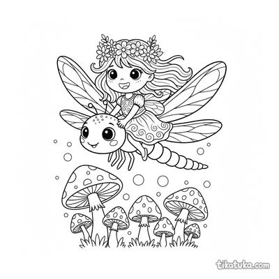 Fairy Riding a Dragonfly
