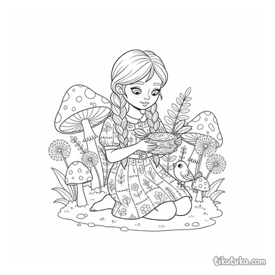 Girl Building a Nest for a Bird