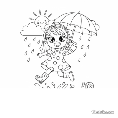 Girl with Umbrella in the Rain