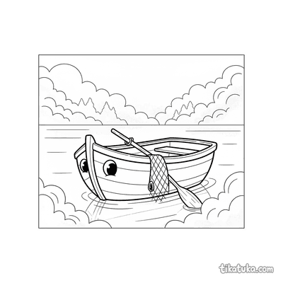 Fishing Dory on Foggy Lake