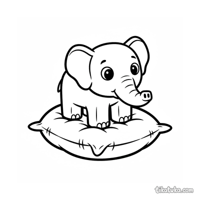 Wooden Elephant on Cushion