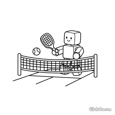Wooden Toy Player at the Net