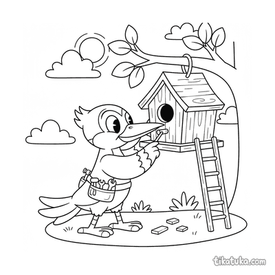 Woodpecker Inspector at Birdhouse