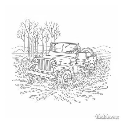 WWII Jeep in a Muddy Field