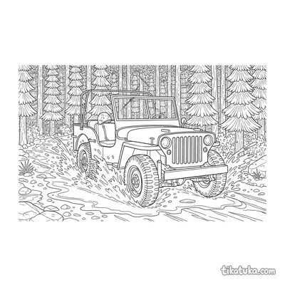 Army Jeep Driving Through Mud