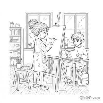 Young Artist Sketching a Classmate