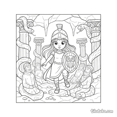 Young Athena in Medusa's Lair