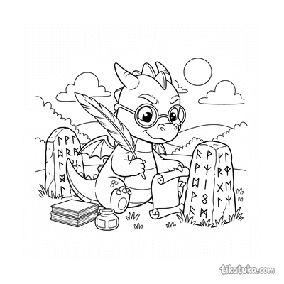 Young Dragon Scribe Copying Runes