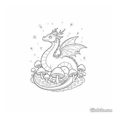 Forest Dragon Guarding Mushroom Ring