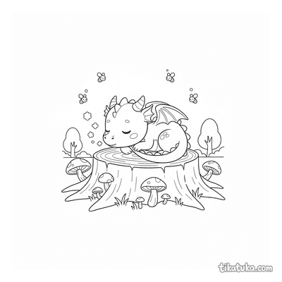 Forest Dragon Napping on a Stump