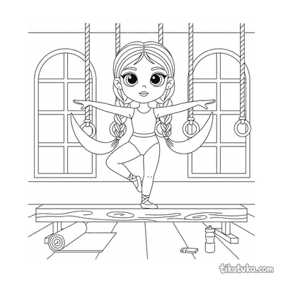 Young Gymnast on a Balance Beam