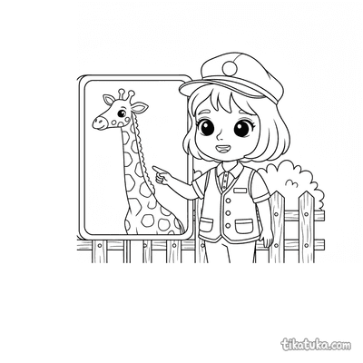 Young Keeper Explaining Giraffe Sign