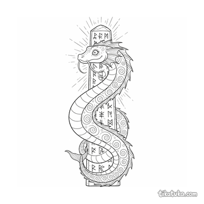 Sea Serpent Coiling Around Monolith