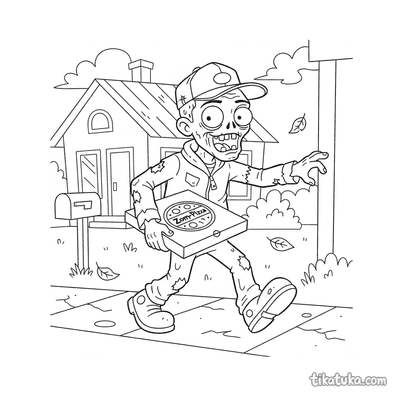 Zombie Delivery Man with a Pizza Box