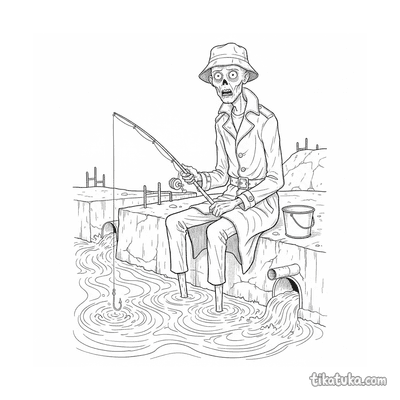 Zombie Fisherman in Sewer Canal
