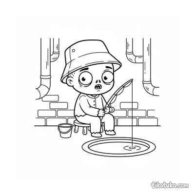 Zombie Fisherman in Sewer Pool