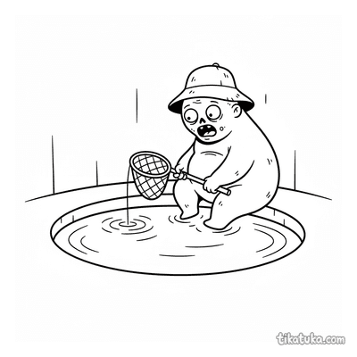 Zombie Fisherman in Sewer Pool