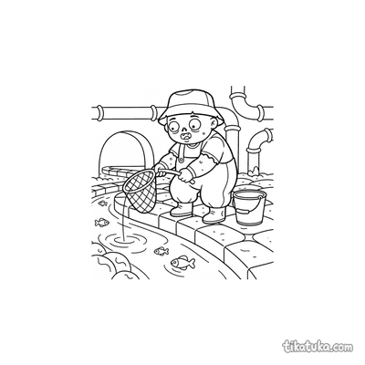 Zombie Fisherman with Net in Sewer
