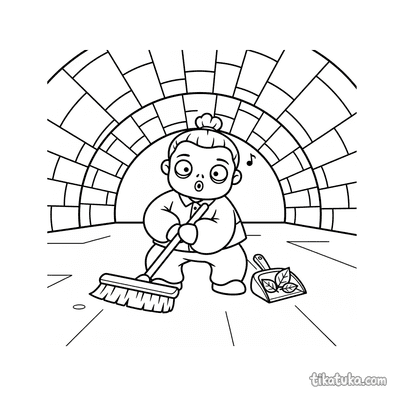 Zombie Janitor Pushing Broom