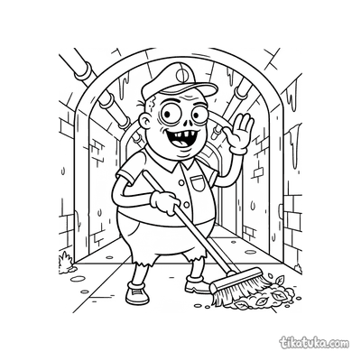 Zombie Janitor with a Broom