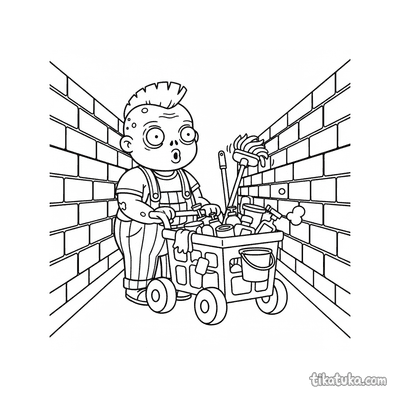 Zombie Janitor with Cart in Sewer