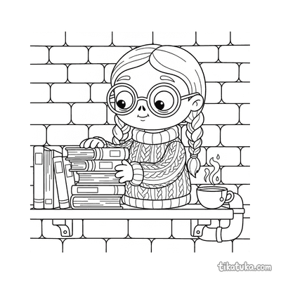 Zombie Librarian Sorting Books