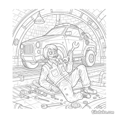 Zombie Mechanic Under Sewer Vehicle