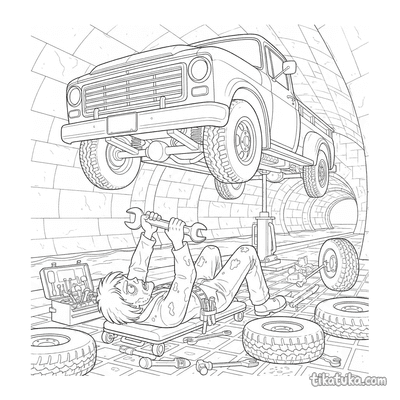 Zombie Mechanic Under Truck