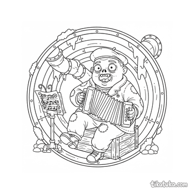 Zombie Musician Playing Accordion