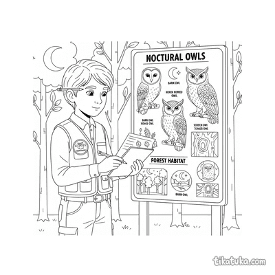 Zoologist Sketching Owl Habitat Sign